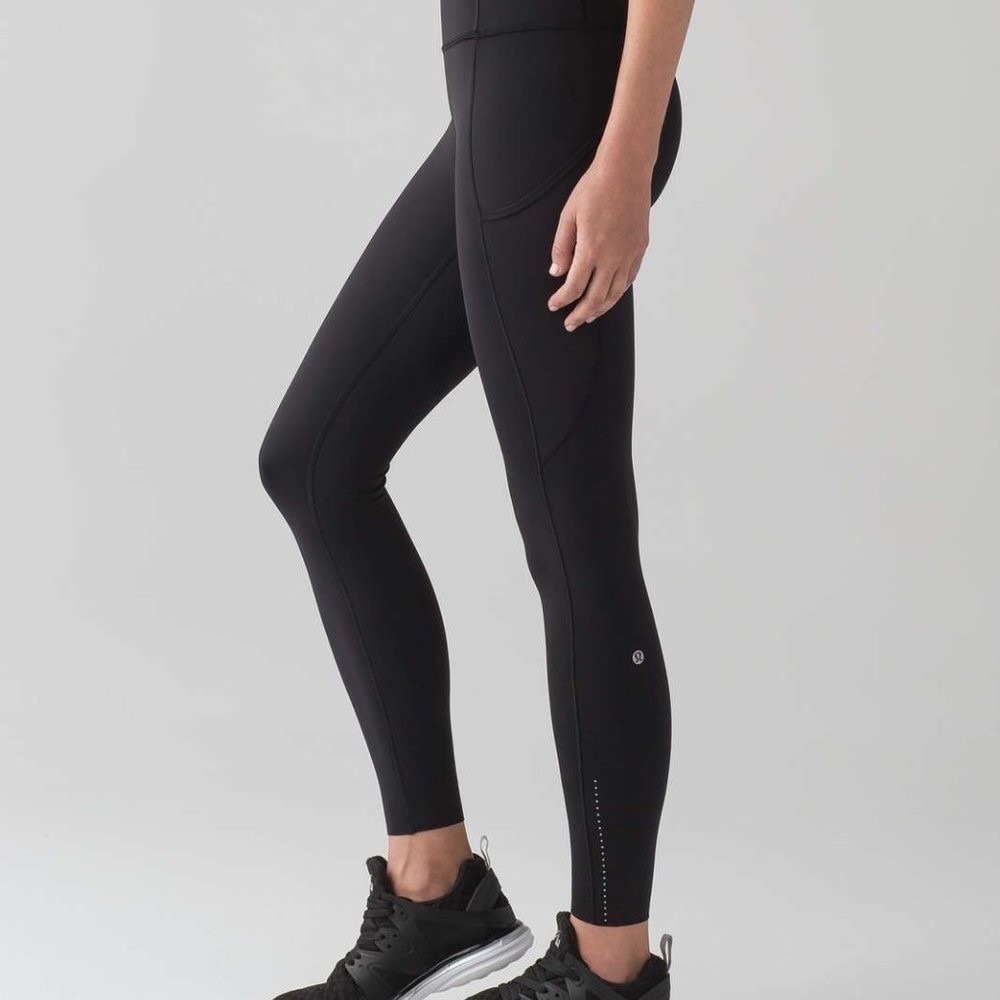 Lululemon Fast and Free II 7/8 Leggings Black High Rise Size 2 Athletic Sporty